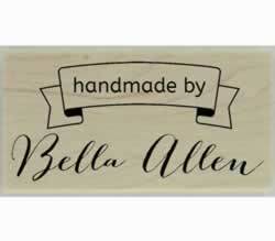 Handmade By Banner Custom Stamp - 1.5" X 0.75" - Stamptopia
