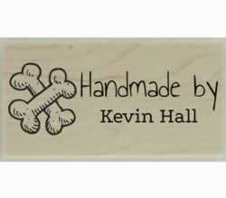 Handmade With Dog Bones Custom Stamp - 1.5" X 0.75" - Stamptopia