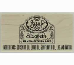 Handmade With Love Soap Rubber Stamp - 3" X 1.5" - Stamptopia
