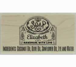 Handmade With Love Soap Rubber Stamp - 3" X 1.5" - Stamptopia