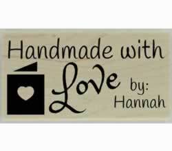 Hannah Handmade With Love Custom Stamp - 1.5" X 0.75" - Stamptopia