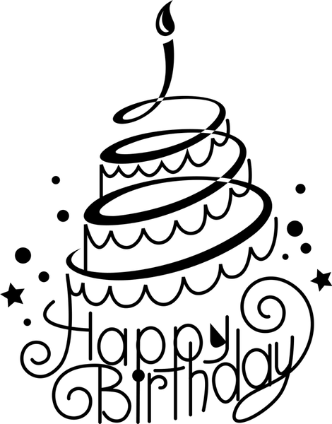 Happy Birthday Cake Rubber Stamp - Stamptopia