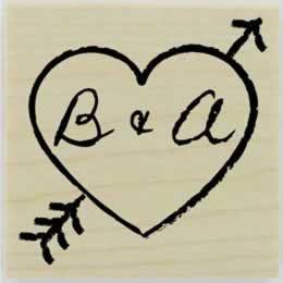 Heart And Arrow Monogram Stamp - 1.5" X 1.5" - Stamptopia