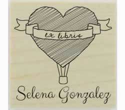 Heart Balloon Ex Libris Library Stamp - 1.5" X 1.5" - Stamptopia