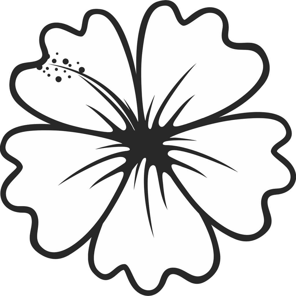 Hibiscus Outline Rubber Stamp - Stamptopia