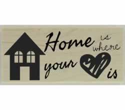 Home Is Where Your Heart Is Rubber Stamp - 2.5" X 1" - Stamptopia