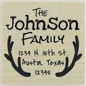 Johnson Antler Border Address Stamp - 1.5" X 1.5" - Stamptopia