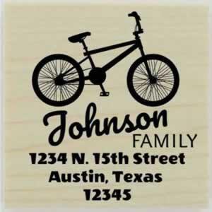 Johnson Bike Address Stamp - 1.5" X 1.5" - Stamptopia