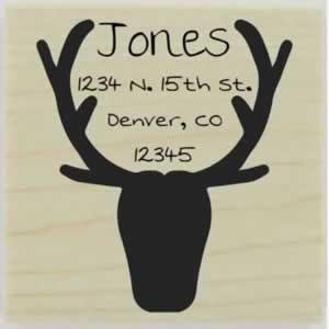 Jones Custom Antler Return Address Stamp - 1.5" X 1.5" - Stamptopia
