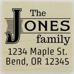 Jones In Border Monogram Address Stamp - 1.5" X 1.5" - Stamptopia