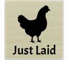 Just Laid With Chicken Silhouette Rubber Stamp - 1.5" X 1.5" - Stamptopia