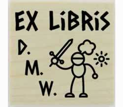 Knight Ex Libris Bookplate Rubber Stamp - 1.5" X 1.5" - Stamptopia
