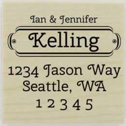 Last Name Plaque Return Address Stamp - 2" X 2" - Stamptopia