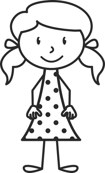 Little Girl With Pigtails And Polka Dot Dress Stamp - Stamptopia