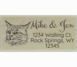 Main Coon Cat Face Custom Rubber Stamp - 2.5" X 1" - Stamptopia
