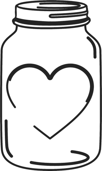 Mason Jar Stamp With Heart - Stamptopia