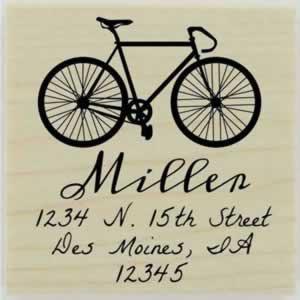 Miller Bicycle Address Stamp - 1.5" X 1.5" - Stamptopia