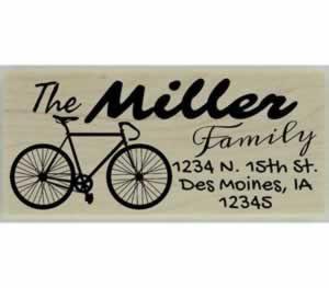 Miller Road Bike Return Address Stamp - 2.5" X 1" - Stamptopia