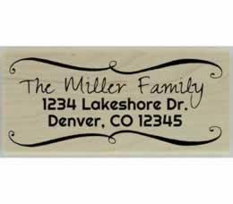 Miller Swirl Border Address Stamp - 2.5" X 1.25" - Stamptopia