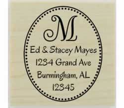 Monogram Circle Dot Border Address Stamp - 1.5" X 1.5" - Stamptopia