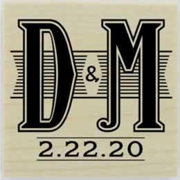 Monogram With Custom Date Stamp - 1.5" X 1.5" - Stamptopia