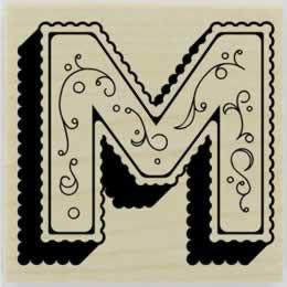 Monogram With Flourish Designs Stamp - 1.5" X 1.5" - Stamptopia