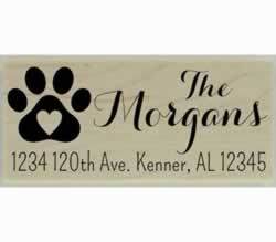 Morgans Dog Paw Print Address Stamp - 2.5" X 1" - Stamptopia