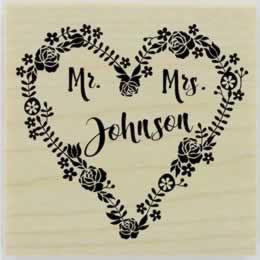 Mr. & Mrs. Heart Custom Rubber Stamp - 2" X 2" - Stamptopia