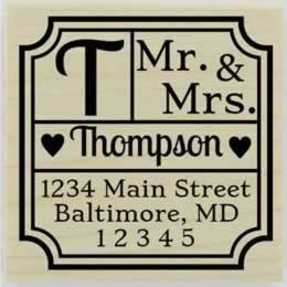 Mr. & Mrs. Monogram Return Address Stamp - 1.5" X 1.5" - Stamptopia