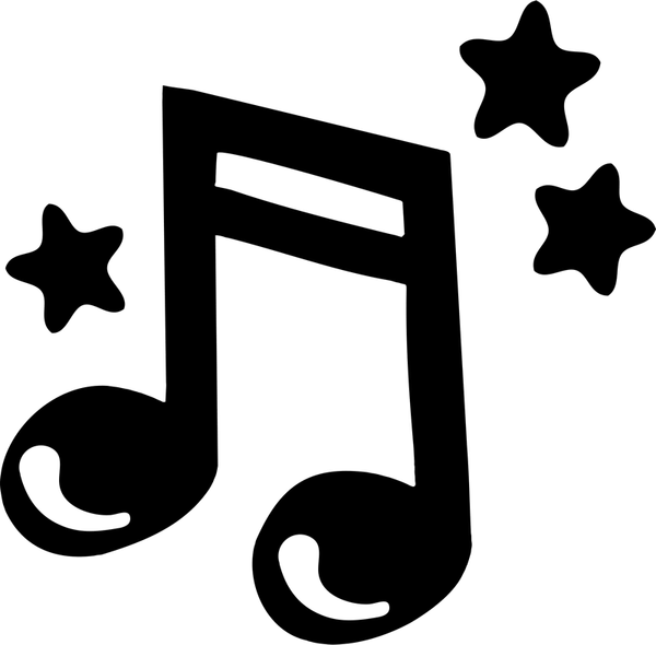 Music Note With Stars Rubber Stamp - Stamptopia