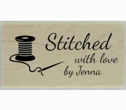 Needle And Thread Stitched Custom Stamp - 1.5" X 0.75" - Stamptopia