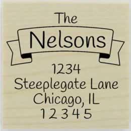Nelson Name Banner Address Stamp - 2" X 2" - Stamptopia