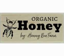 Organic Honey Bee Farm Stamp - 2" X 1" - Stamptopia