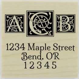 Ornamental Letter Boxes Return Address Stamp - 1.5" X 1.5" - Stamptopia