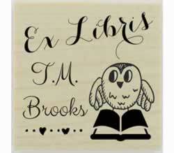 Owl On Book Custom Ex Libris Stamp - 1.5" X 1.5" - Stamptopia