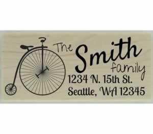 Penny Farthing Return Address Stamp - 2.5" X 1" - Stamptopia