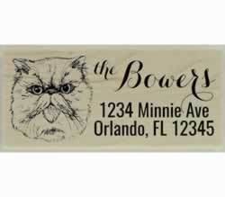 Persian Cat Face Custom Rubber Stamp - 2.5" X 1" - Stamptopia