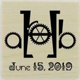 Personalized Gear Monogram & Date Stamp - 1.5" X 1.5" - Stamptopia