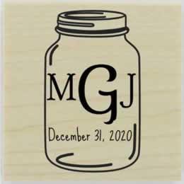 Personalized Mason Jar Monogram Stamp - 1.5" X 1.5" - Stamptopia