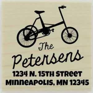 Personalized Tricycle Return Address Stamp - 1.5" X 1.5" - Stamptopia