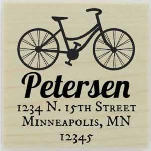 Petersen Bike Return Address Stamp - 1.5" X 1.5" - Stamptopia