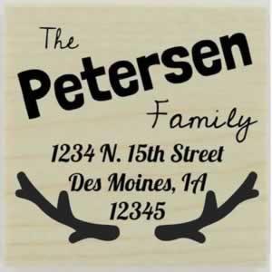 Petersen Small Antler Border Address Stamp - 1.5" X 1.5" - Stamptopia