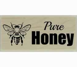 Pure Honey With Honey Bee Stamp - 2" X 1" - Stamptopia