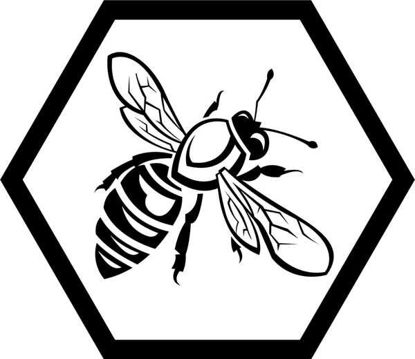 Right Facing Bee Hexagon Rubber Stamp - Stamptopia