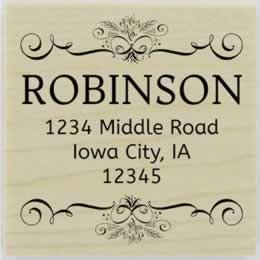 Robinson Flourish Border Address Stamp - 2" X 2" - Stamptopia