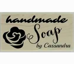 Rose Handmade Soap Rubber Stamp - 3" X 1.5" - Stamptopia
