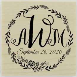 Round Floral Border & Monogram Stamp - 1.5" X 1.5" - Stamptopia
