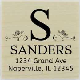 Sanders Swirl Monogram Address Stamp - 1.5" X 1.5" - Stamptopia