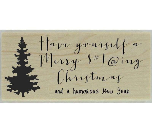 Saucy Christmas Tree Silhouette Stamp - 2.5" X 1" - Stamptopia