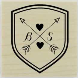Shield And Arrows Monogram Stamp - 1.5" X 1.5" - Stamptopia